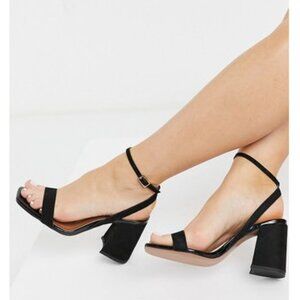 ASOS Design Faux Suede Wide Fit Hudson barely there Block Heel Sandals 8W